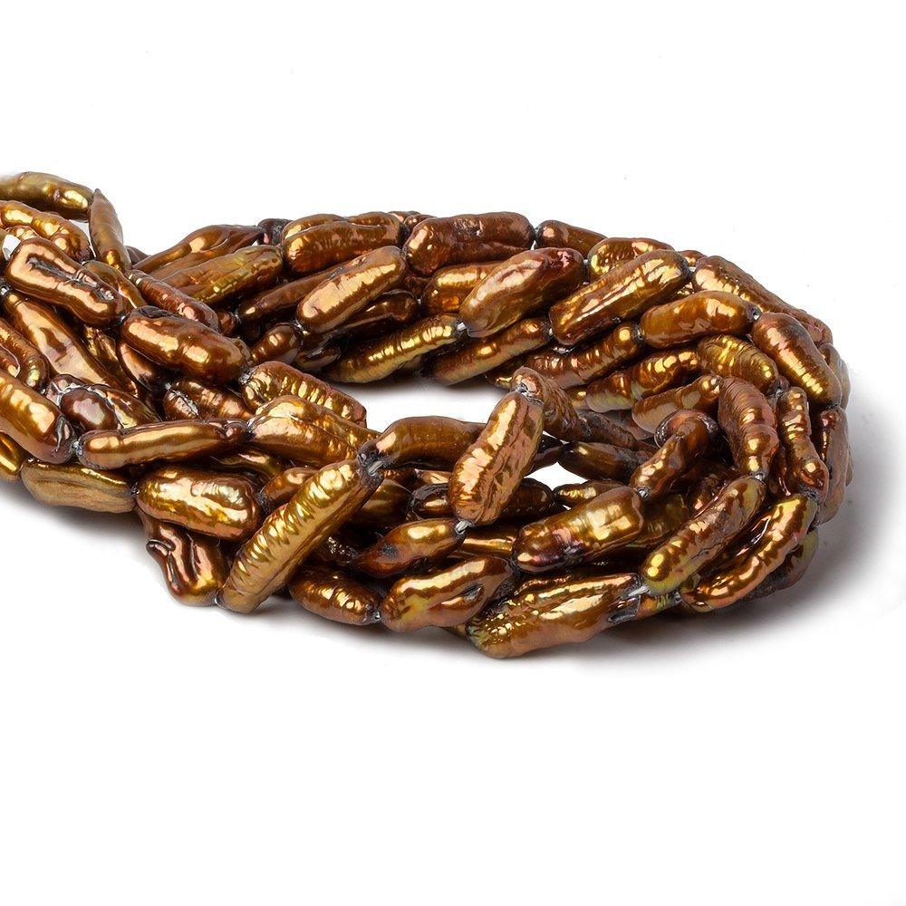 Copper Straight Drill Biwa Pearls 15 inch 20 pieces 20x7-23x10mm - The Bead Traders