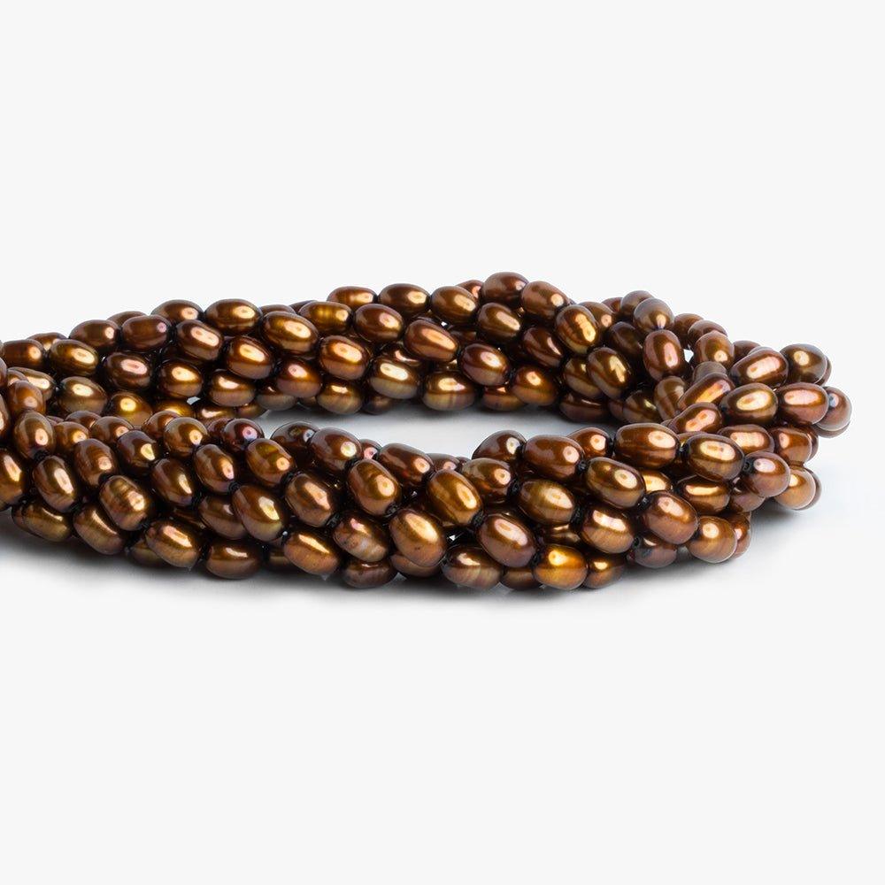 Copper Straight Drill Oval Pearl 15 inch - The Bead Traders