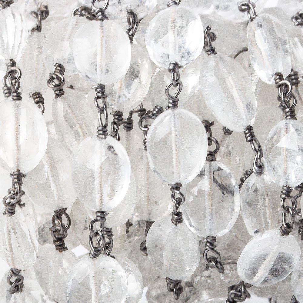 Crystal Quartz faceted oval Black Gold plated Chain by the foot - The Bead Traders