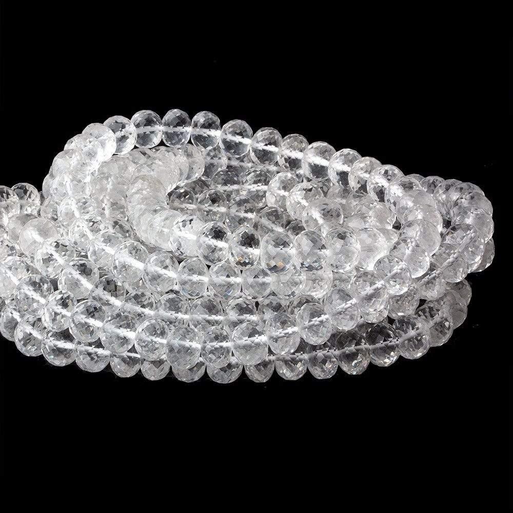 Crystal Quartz Faceted Rondelle Beads 15 inch 65 pieces - The Bead Traders