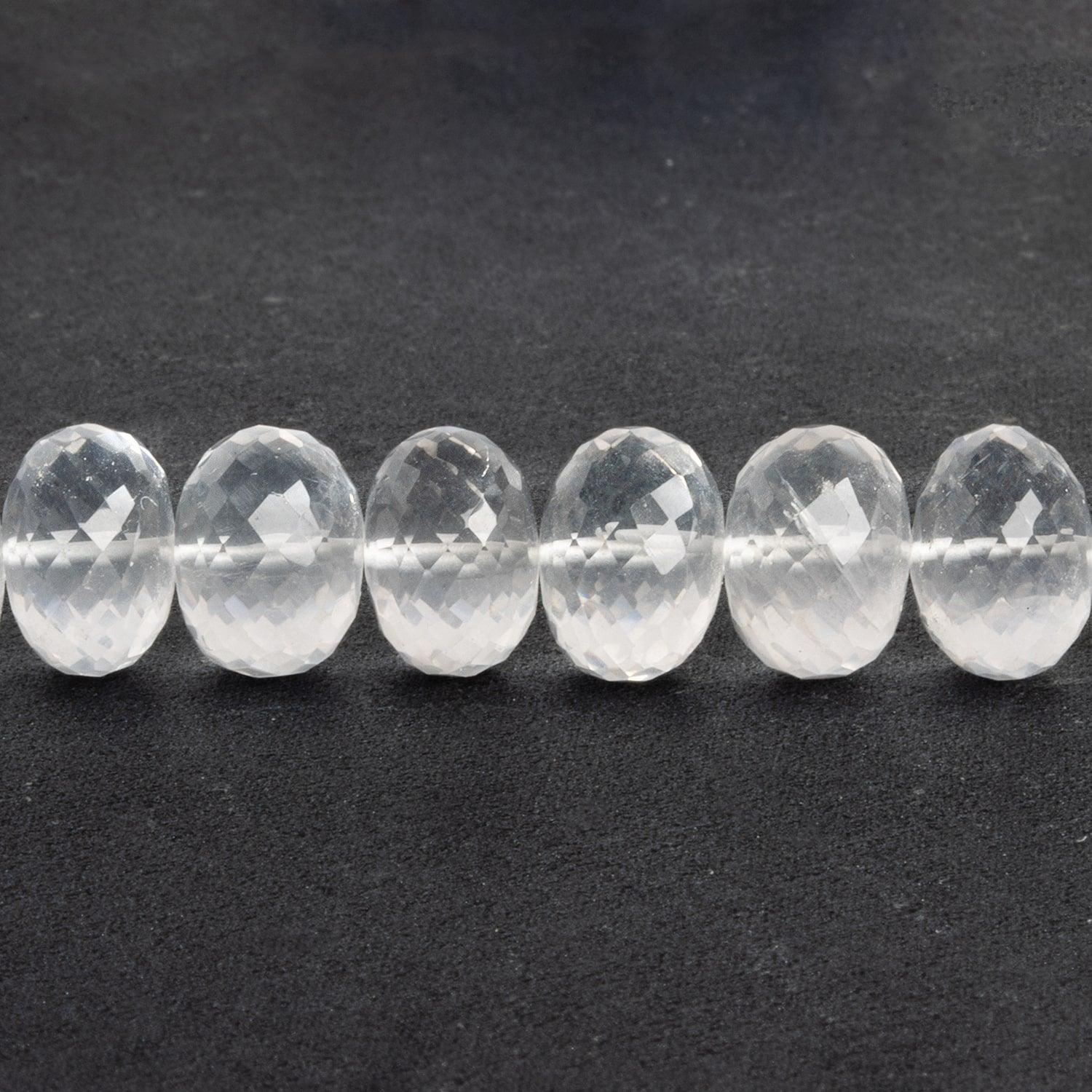 Crystal Quartz Faceted Rondelles 16 inch 60 beads - The Bead Traders