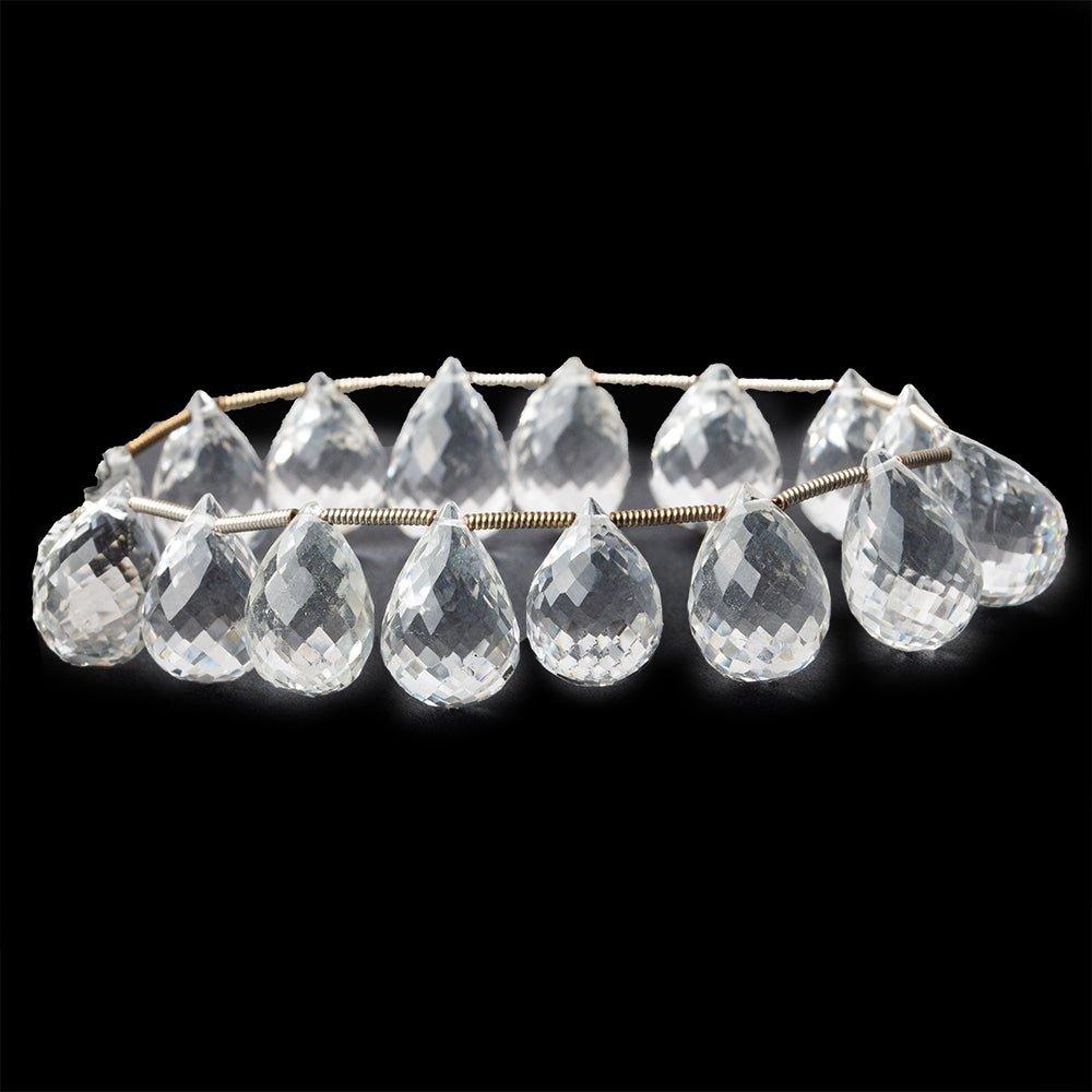 Crystal Quartz Faceted Tear Drop Beads, 8" length, 13x9-15x10mm, 18 pieces - The Bead Traders
