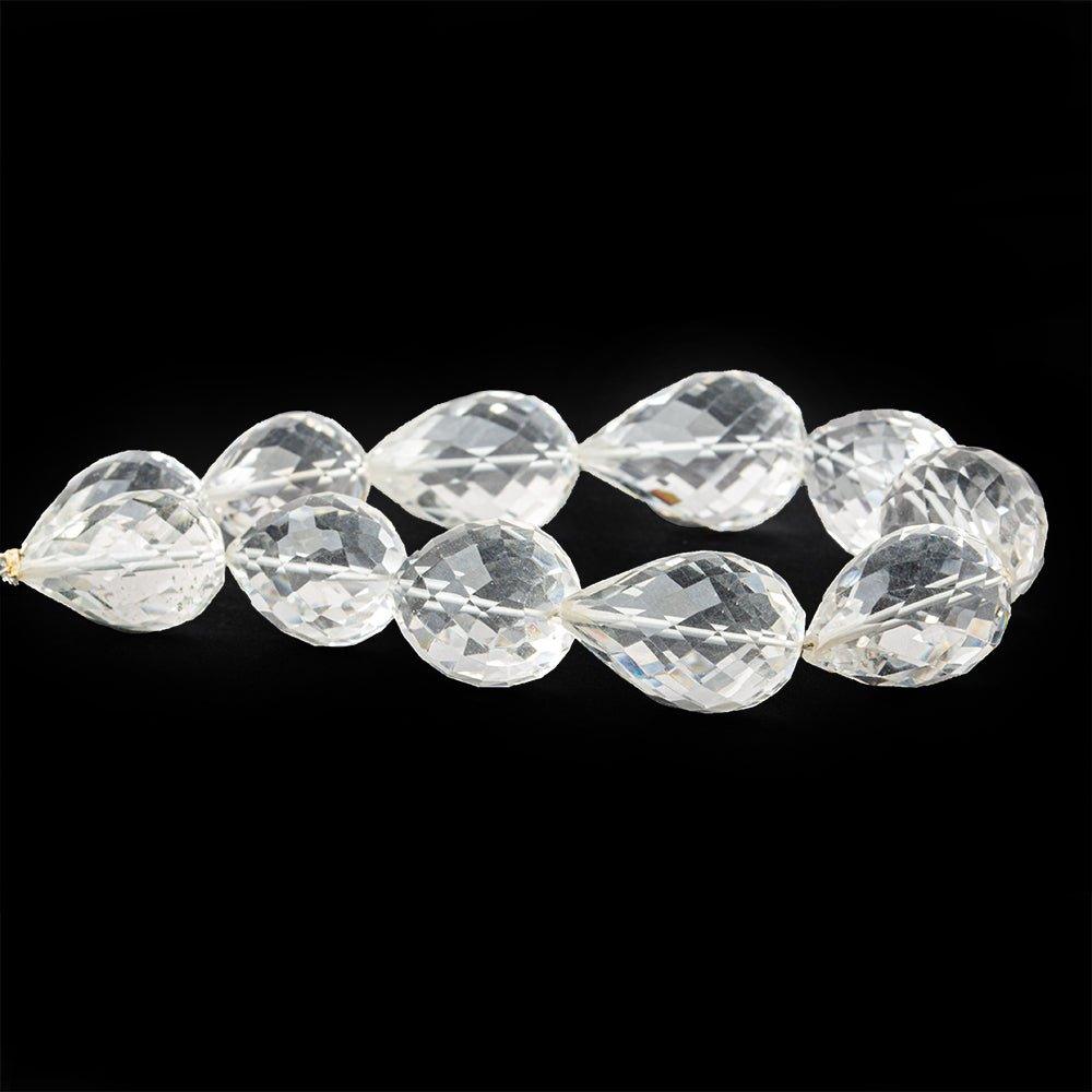 Crystal Quartz straight drilled faceted teardrop 8 inch 11 beads 16x13-23x14mm - The Bead Traders
