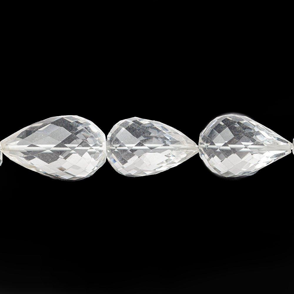 Crystal Quartz straight drilled faceted teardrop 8 inch 11 beads 16x13-23x14mm - The Bead Traders