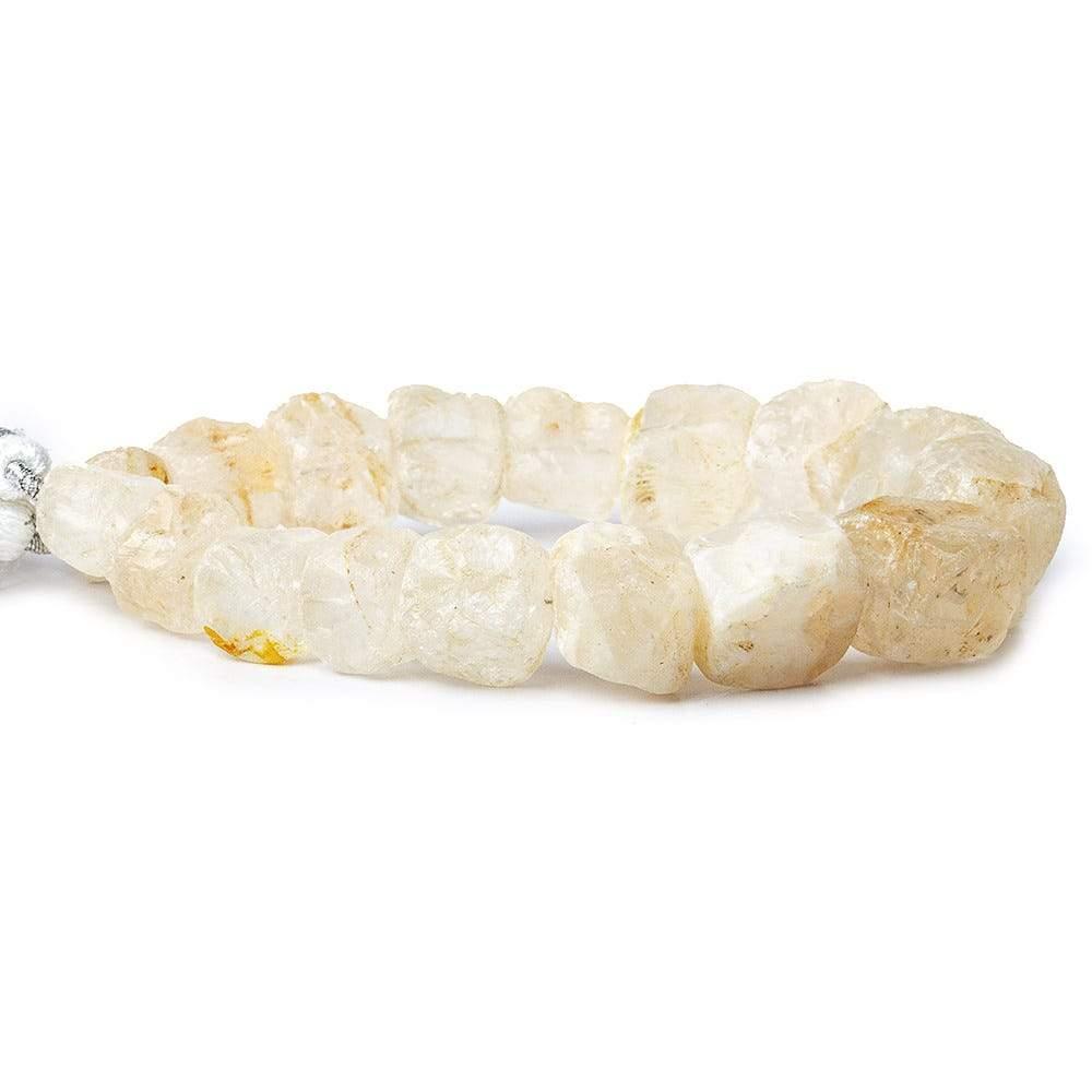 Crystal Quartz Tumbled Chip Hammer Faceted Cube Beads 8 inch 17 pieces - The Bead Traders