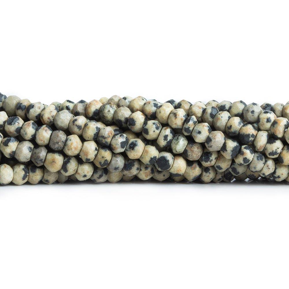 Dalmatian Jasper Faceted Rondelle Beads 12 inch 105 pieces - The Bead Traders