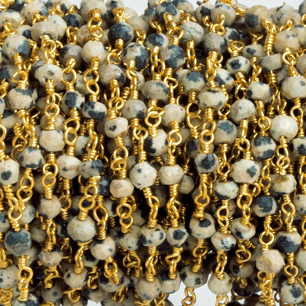 Dalmatian Jasper Faceted Rondelle Gold Chain 38 pieces - The Bead Traders