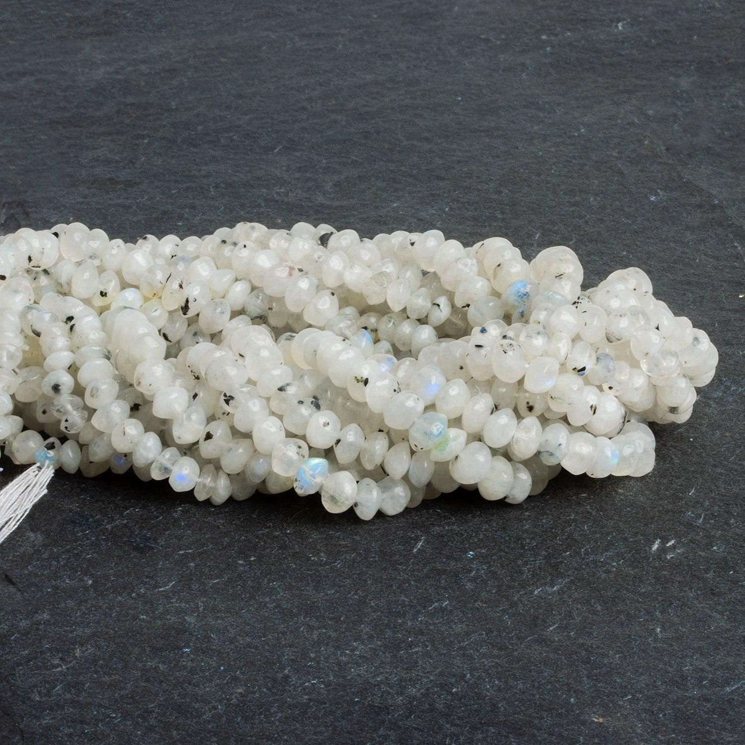 Dalmatian Rainbow Moonstone Rondelles 12 inch 74 beads - The Bead Traders
