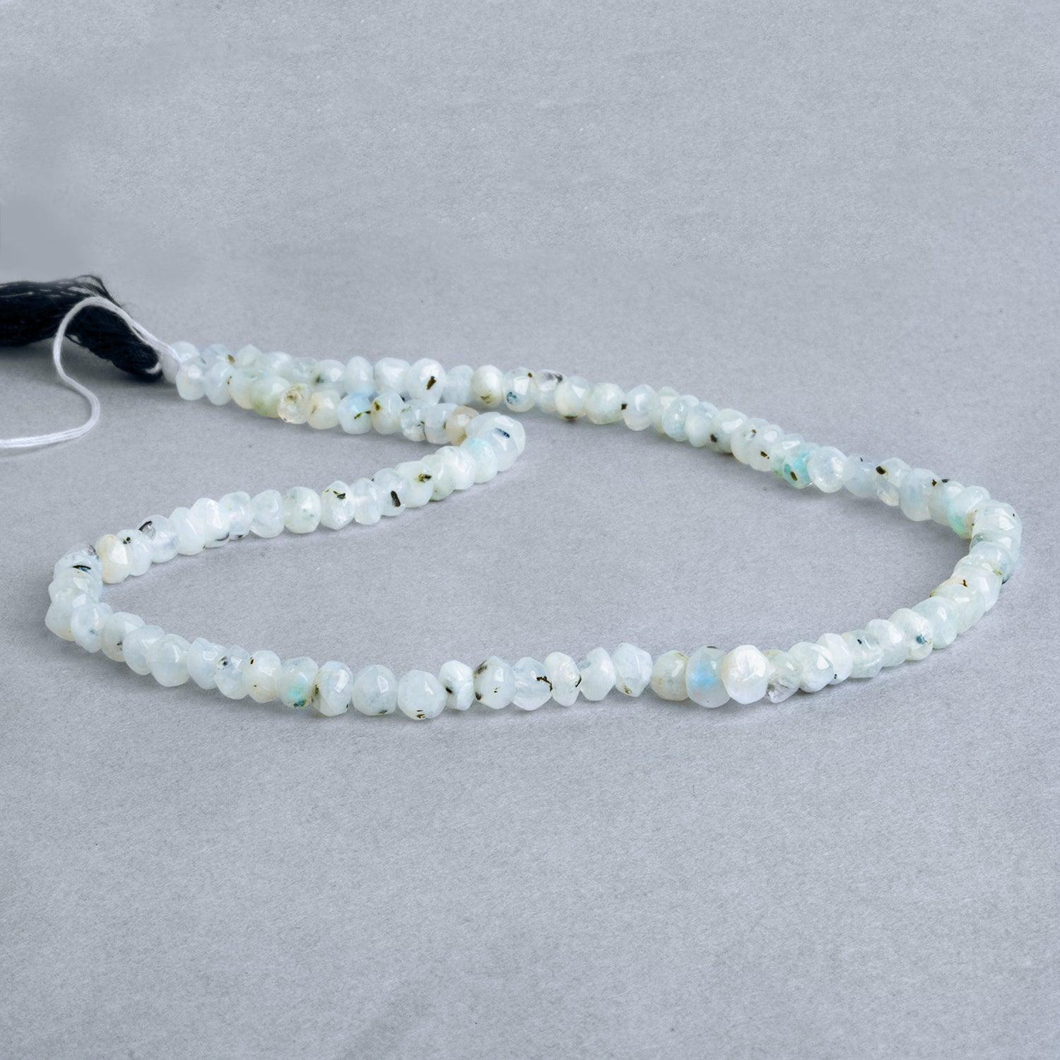 Dalmation Rainbow Moonstone Hand cut rondelle 13 inch 140pcs - The Bead Traders