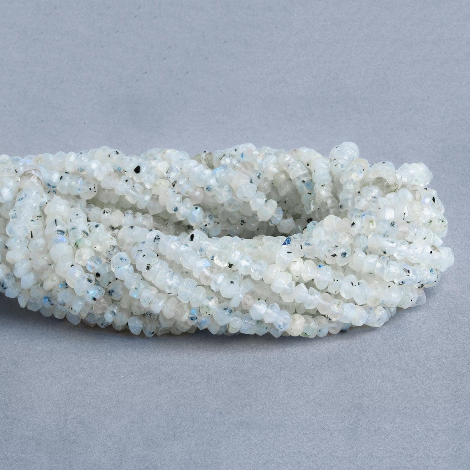 Dalmation Rainbow Moonstone Hand cut rondelle 13 inch 140pcs - The Bead Traders