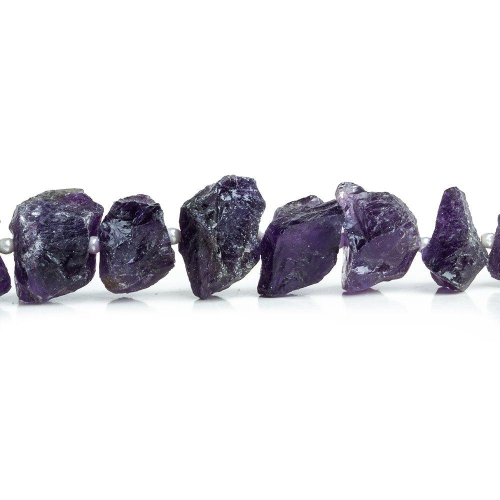 Dark African Amethyst Hammer Faceted Nugget Beads 8 inch 23 pieces - The Bead Traders