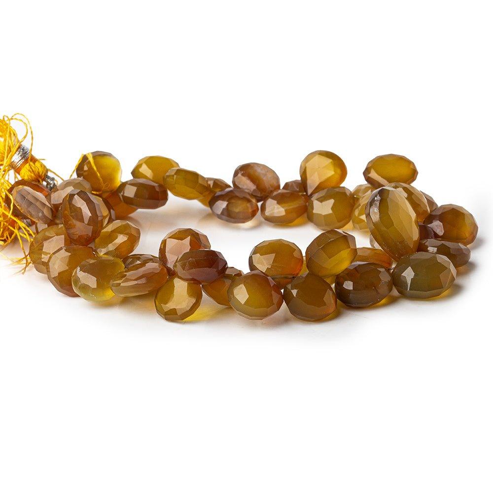 Dark amber Brown Chalcedony faceted hearts 8 inch 9x9-11x11mm - The Bead Traders