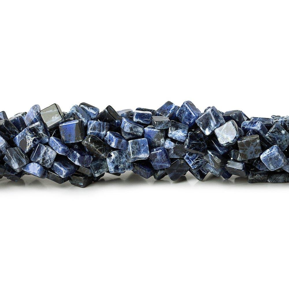 Dark Sodalite plain corner drilled squares 14 inch 49 beads 6x6mm average - The Bead Traders