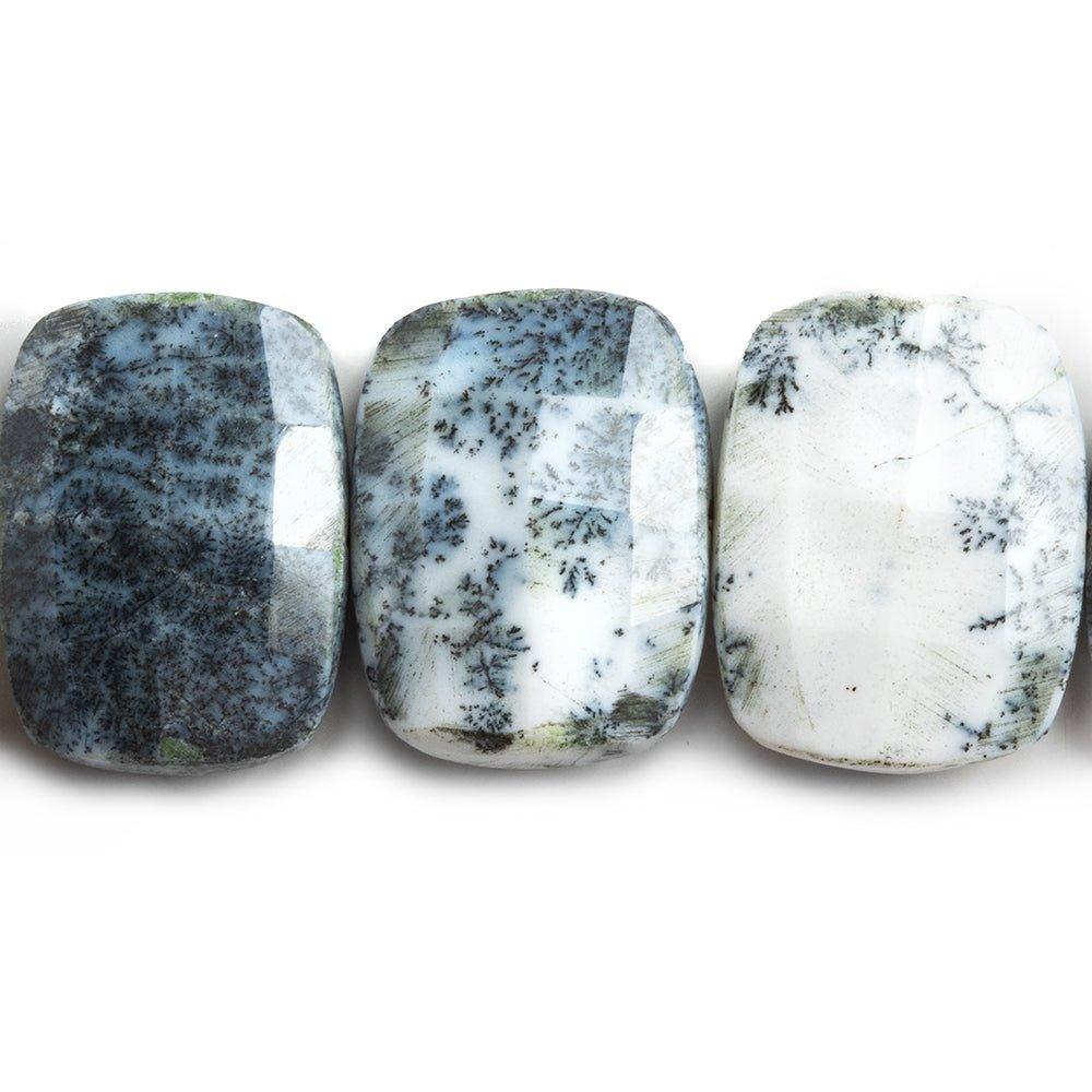 Dendritic Opal Faceted Cushion Beads 8 inch 13 pieces - The Bead Traders