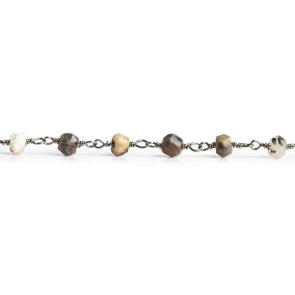 Dendritic Opal Rondelle Black Gold Chain by the Foot 30 pieces - The Bead Traders