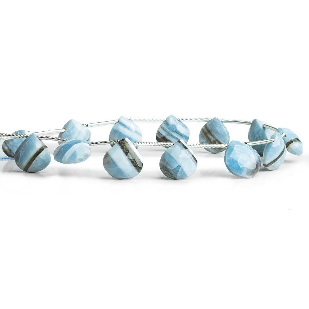 Denim Blue Opal Faceted Heart Beads 8 inch 12 pieces - The Bead Traders
