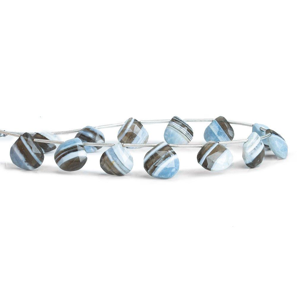Denim Blue Opal Faceted Heart Beads 8 inch 12 pieces - The Bead Traders