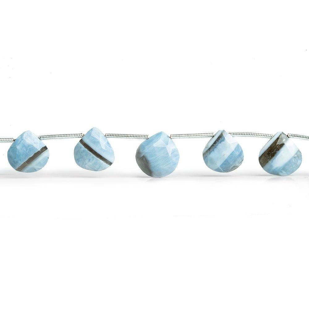 Denim Blue Opal Faceted Heart Beads 8 inch 12 pieces - The Bead Traders
