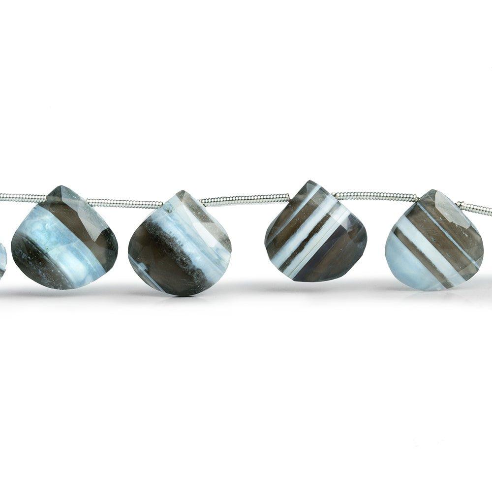 Denim Blue Opal Faceted Heart Beads 8 inch 13 pieces - The Bead Traders