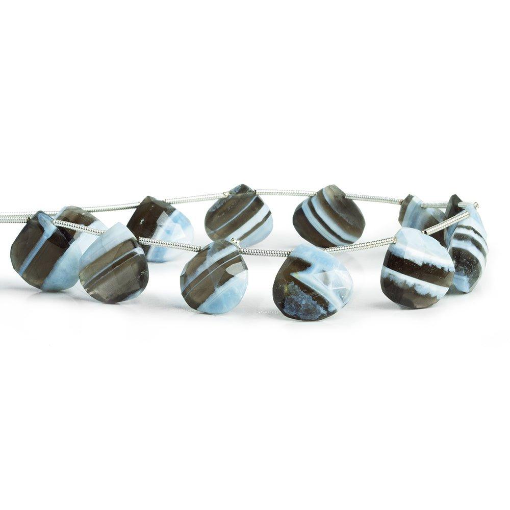 Denim Blue Opal Faceted Heart Beads 8 inch 13 pieces - The Bead Traders