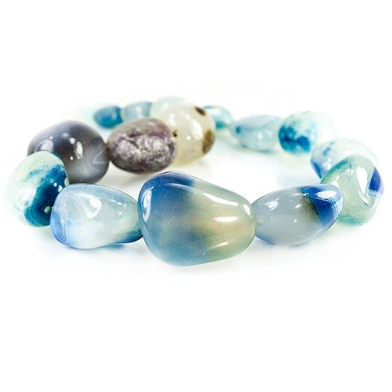 Dyed Blue Agate 2.5mm Hole & 1mm Hole Plain Nugget Beads 15 inch 17 pieces - The Bead Traders