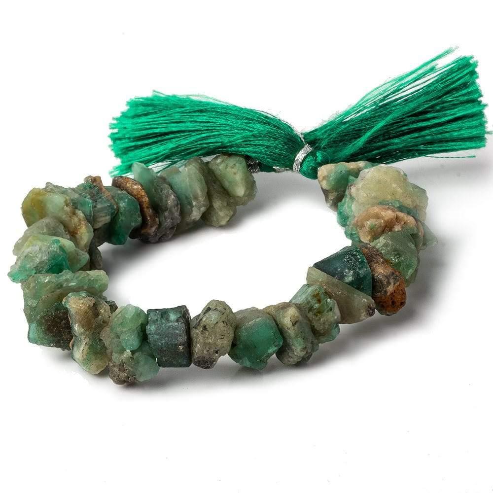 Emerald center drilled Natural Crystal Chip beads 7.5 inch 29 beads - The Bead Traders