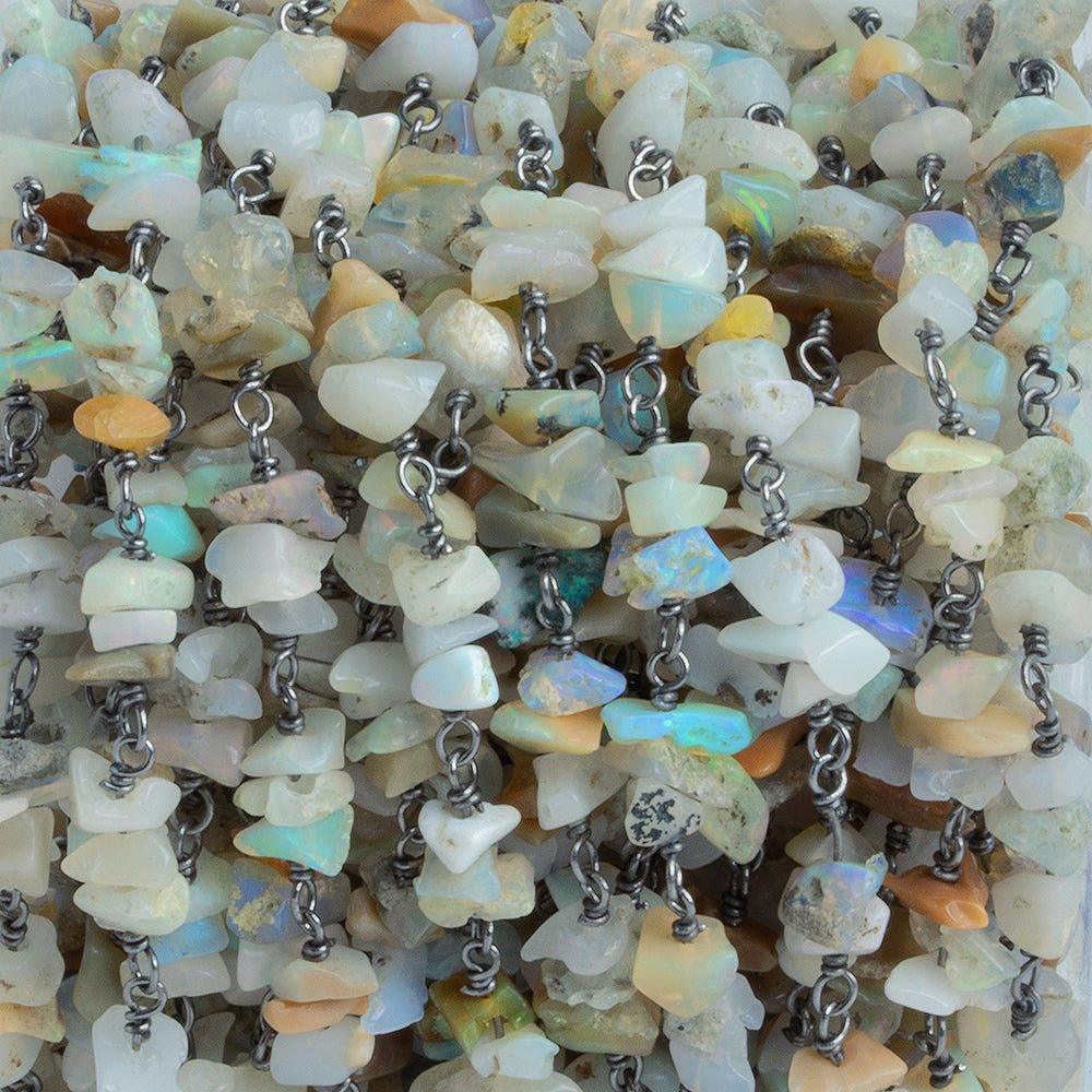 Ethiopian Opal Chip Trio Black Gold Chain 72 pieces - The Bead Traders