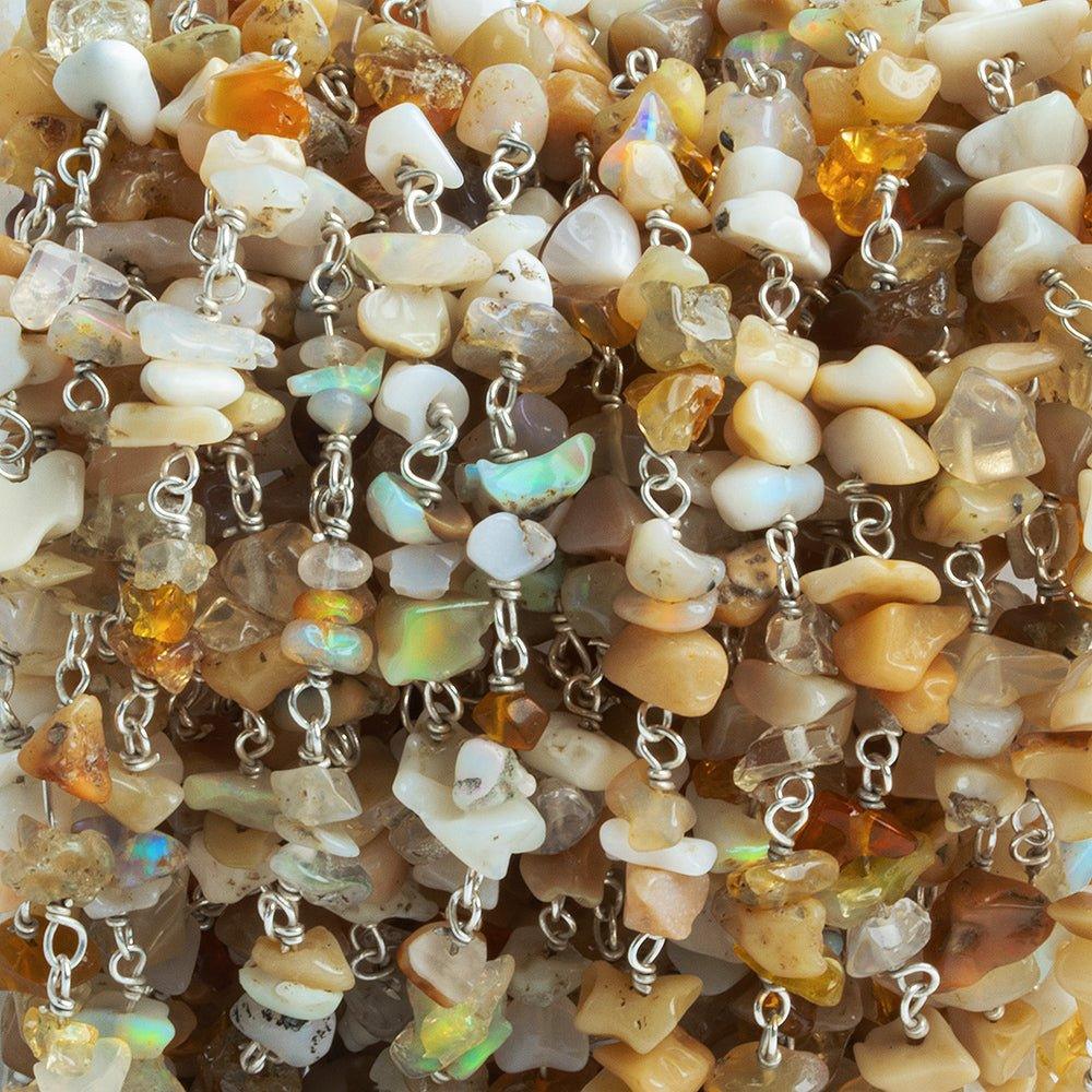 Ethiopian Opal Chip Trios Silver Plated Chain 69 pieces - The Bead Traders