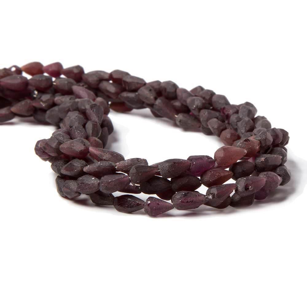 Frosted Garnet Faceted Teardrops 12.5 inch 29 pieces - The Bead Traders