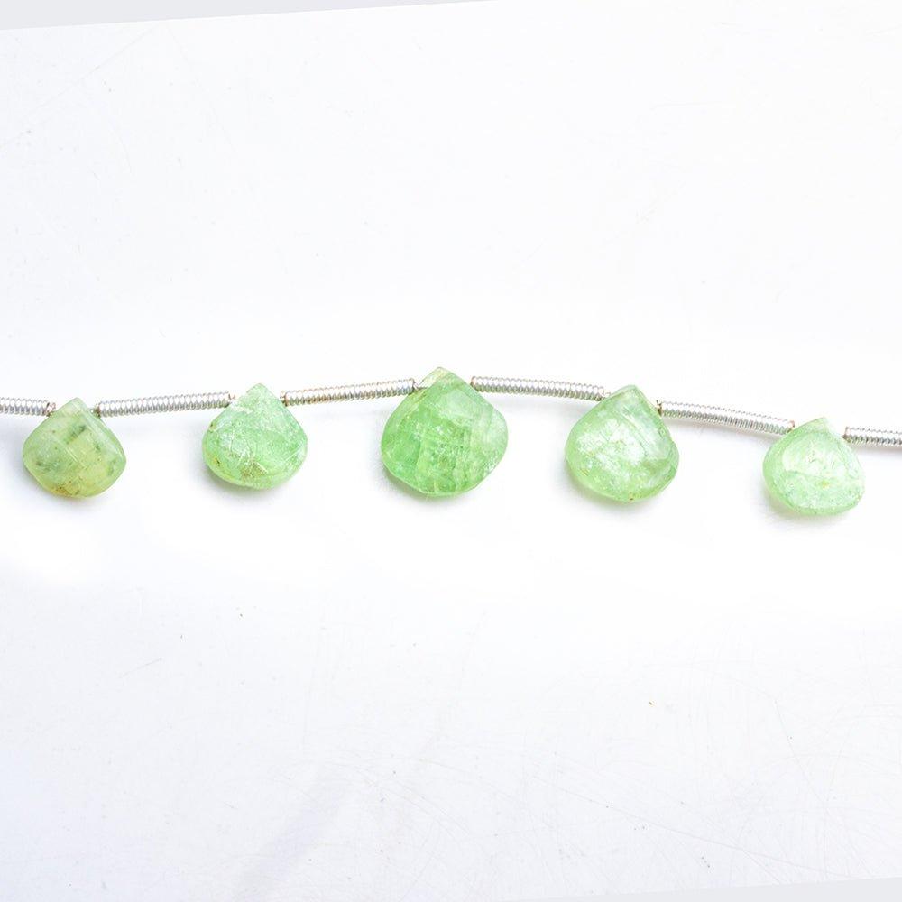 Frosted Green Kyanite Plain Heart Beads 7 inches 15 beads - The Bead Traders