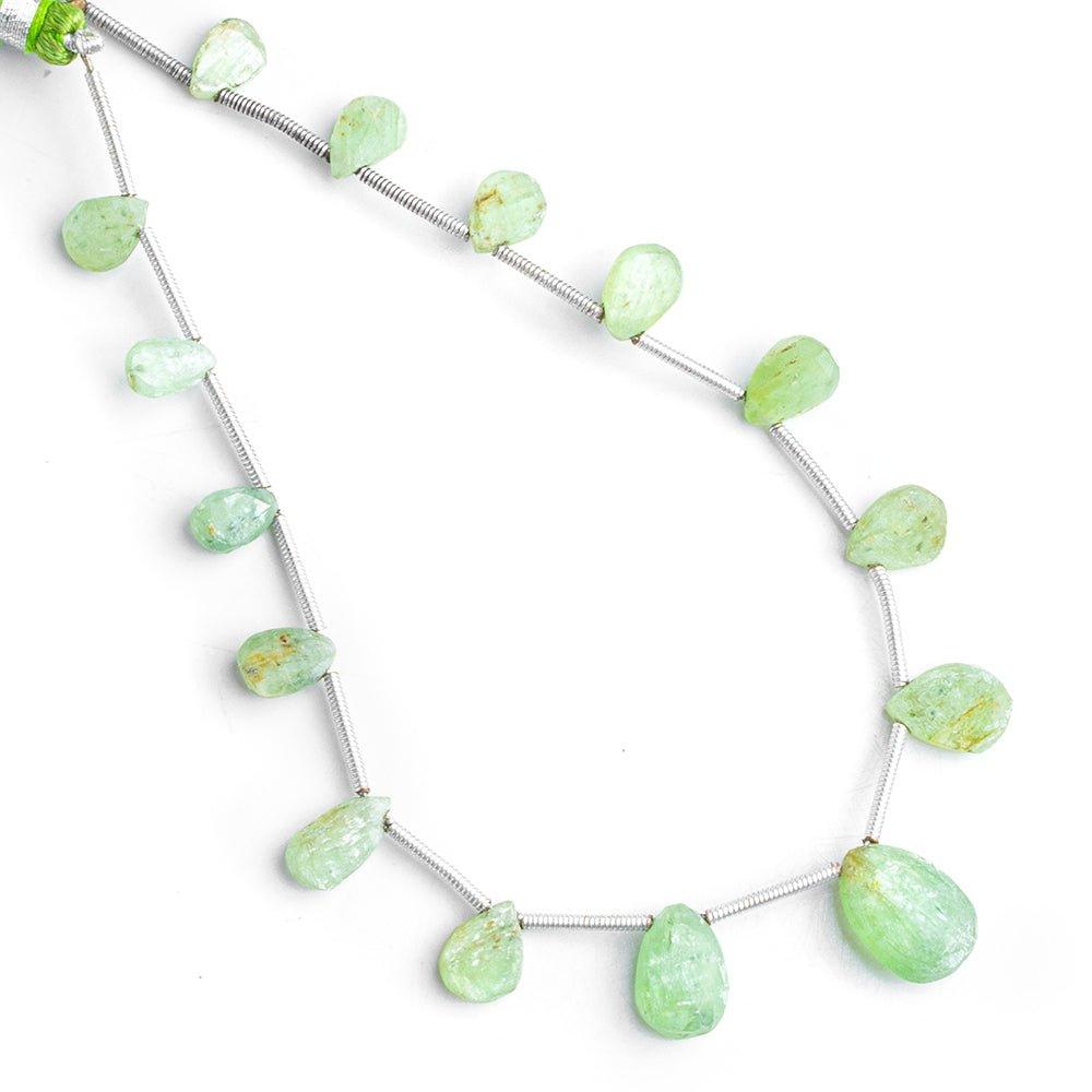 Frosted Green Kyanite Plain Pear Beads 7 inches 15 beads - The Bead Traders