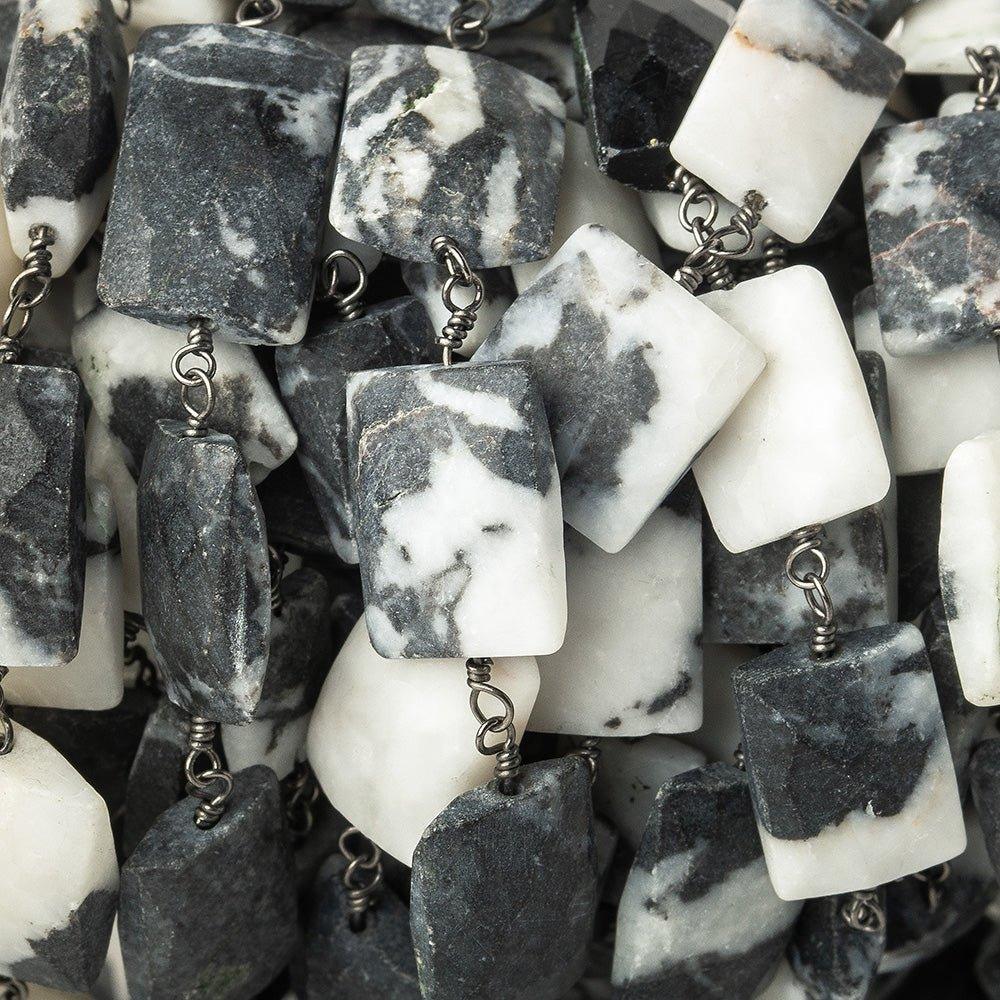 Frosted Piano Jasper faceted rectangle Black Gold plated Chain by the foot - The Bead Traders