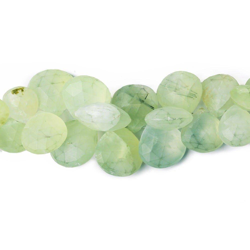Frosted Prehnite Faceted Hearts 7.5 inch 43 pieces - The Bead Traders