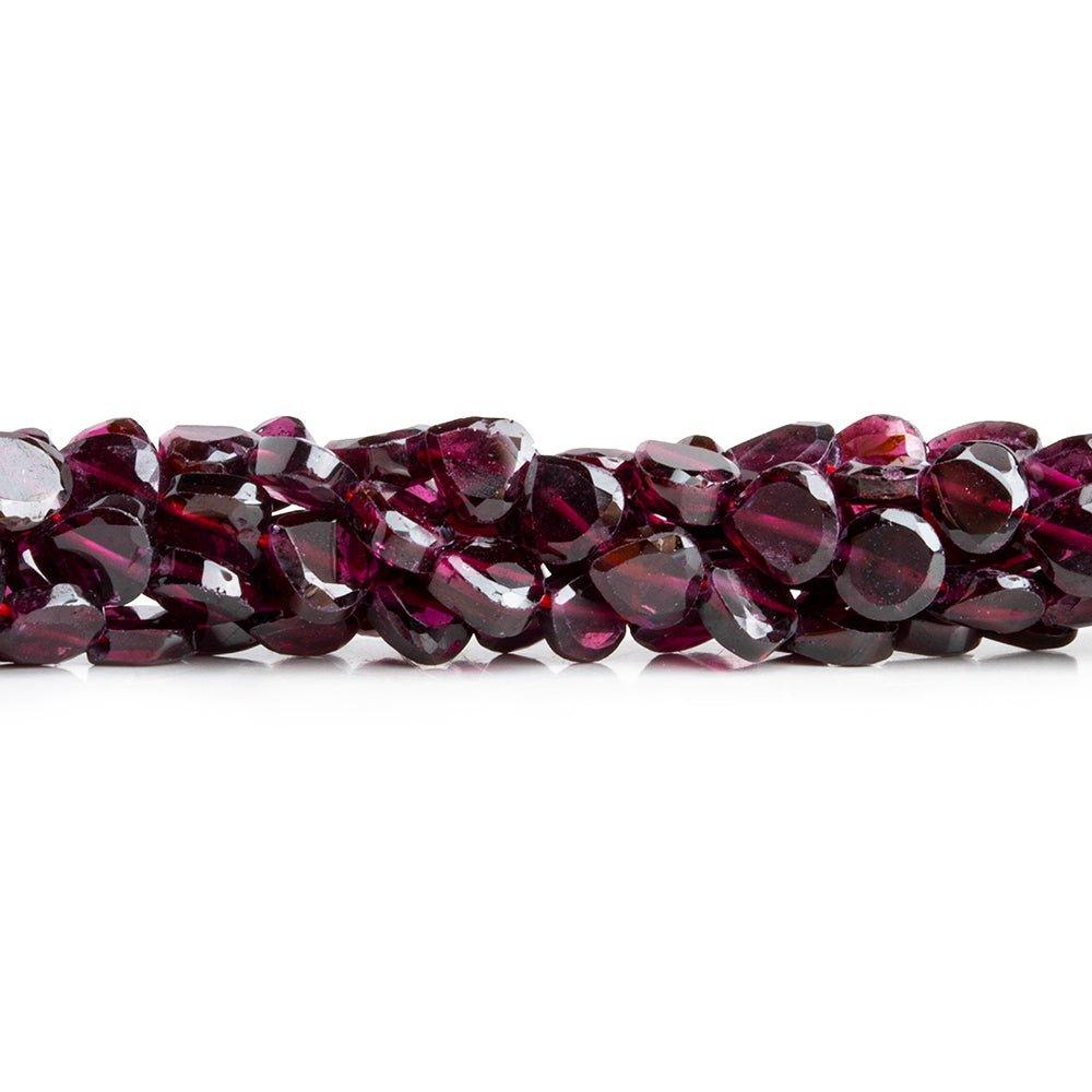 Garnet Beads Bezel Faceted 5x5mm Straight Drilled Hearts, 69 pieces - The Bead Traders