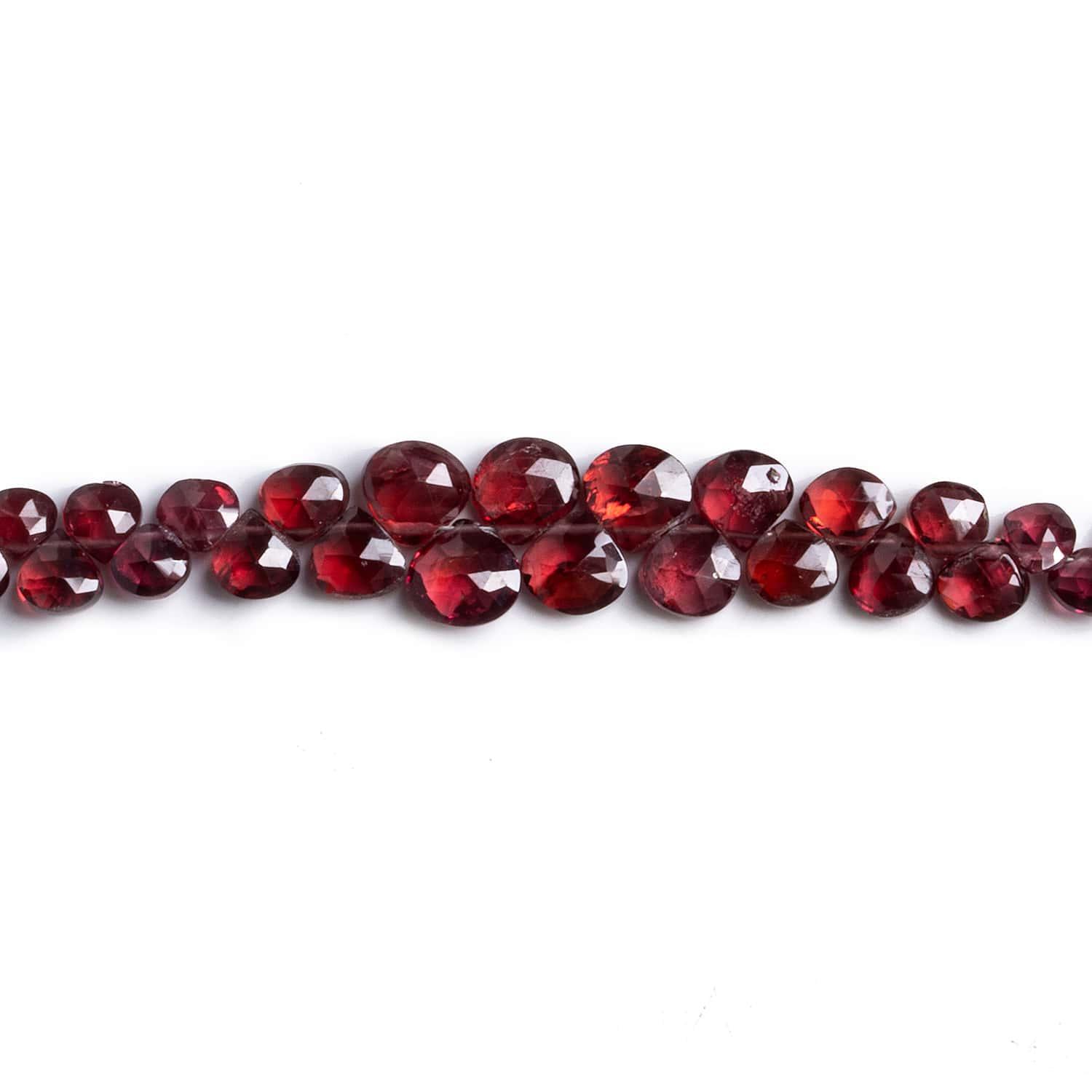Garnet Faceted Heart Beads 8 inch 70 pieces - The Bead Traders