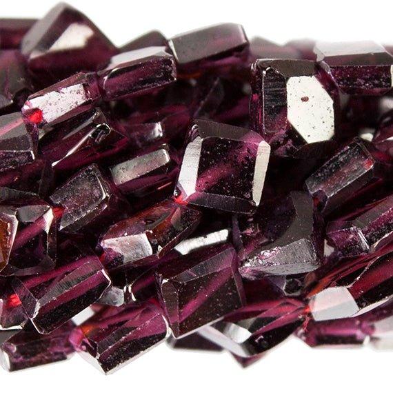 Garnet Faceted Square Beads, 14 inch length, 4x4mm average, 70 pieces - The Bead Traders