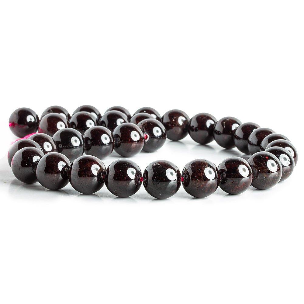 Garnet plain round large hole beads 16 inch 31 pieces 12mm - 13mm - The Bead Traders
