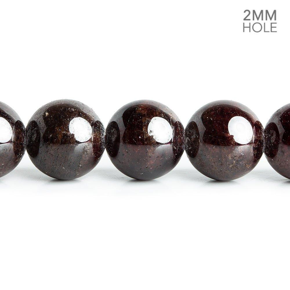 Garnet plain round large hole beads 16 inch 35 pieces 11mm average - The Bead Traders