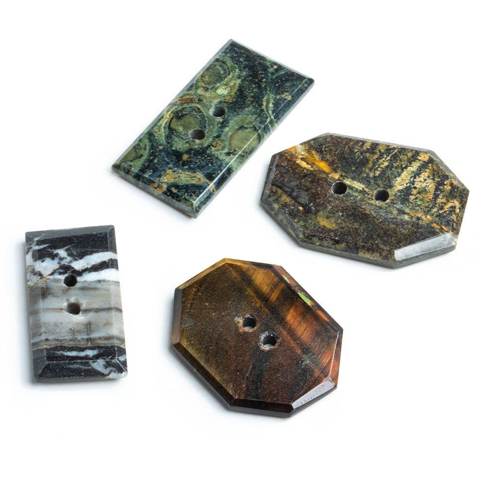 Gemstone Button Focal Beads - Lot of 4 - The Bead Traders