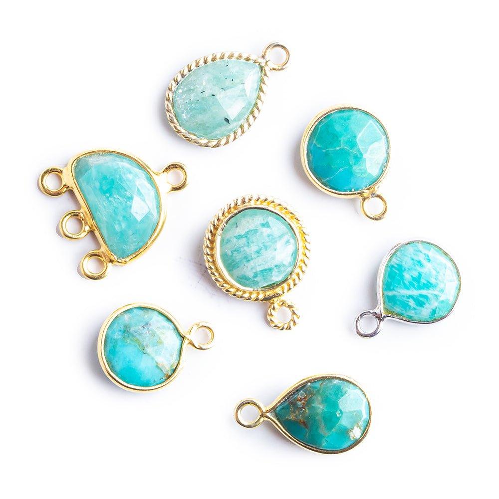 Gold Bezeled Blue Focal Beads - Lot of 7 - The Bead Traders
