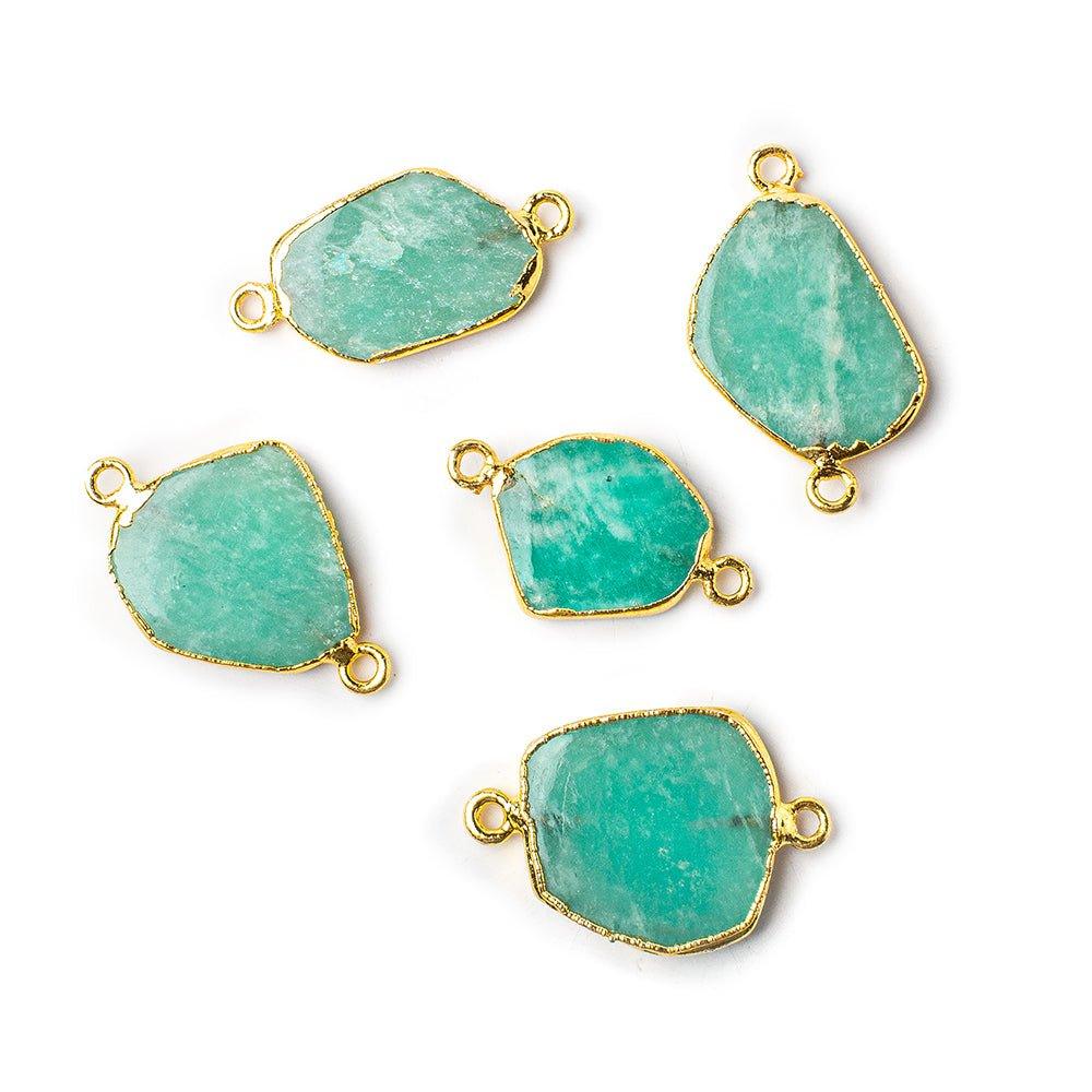 Gold Leafed Amazonite Slice Connector 1 focal bead 18x14mm average - The Bead Traders