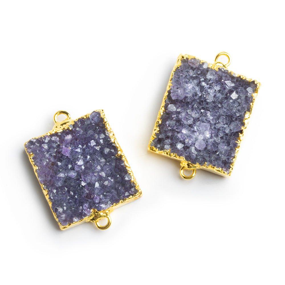 Gold Leafed Amethyst Drusy Rectangle Connector 1 Piece - The Bead Traders