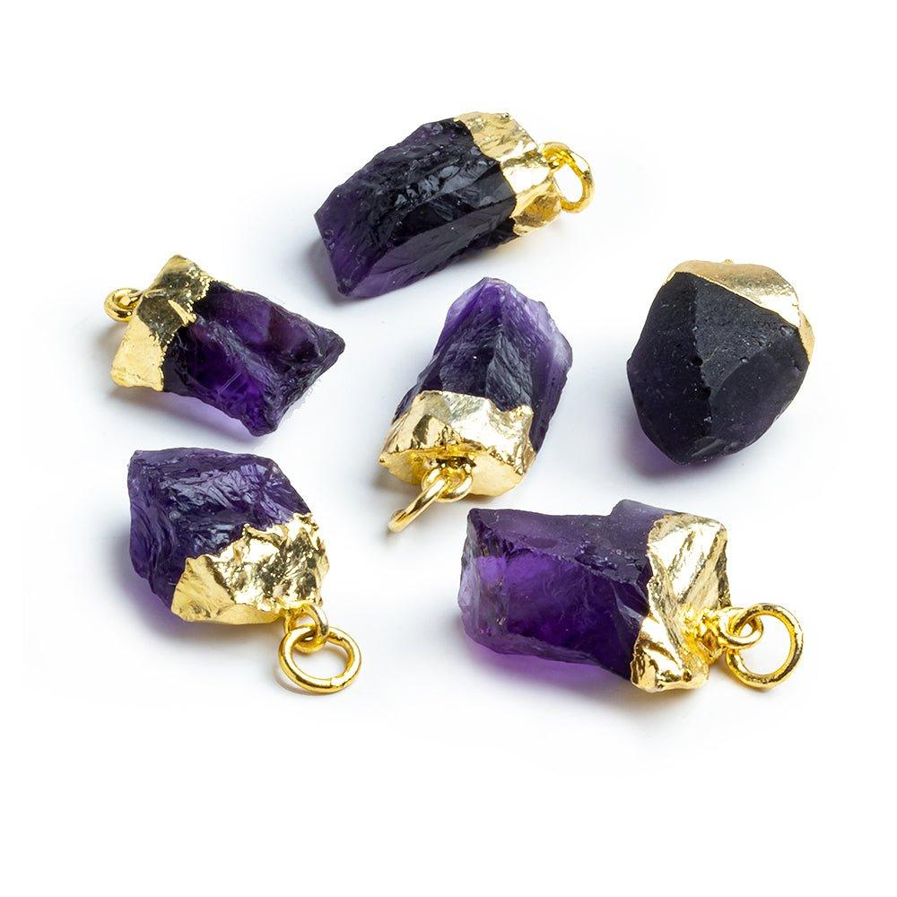Gold Leafed Amethyst Natural Crystal Focal Pendant 1 Piece - The Bead Traders