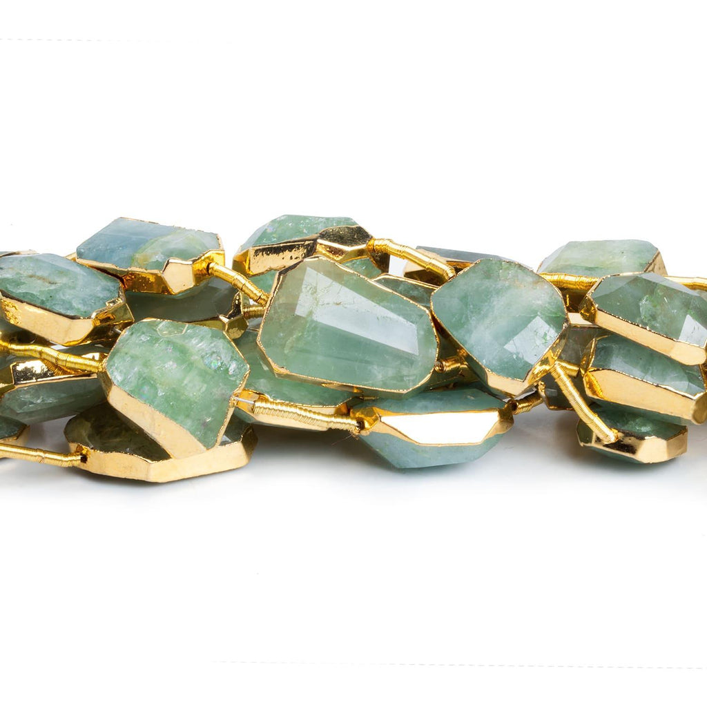 Gold Leafed Aquamarine Faceted Nuggets 6.5 inch 7 beads - The Bead Traders