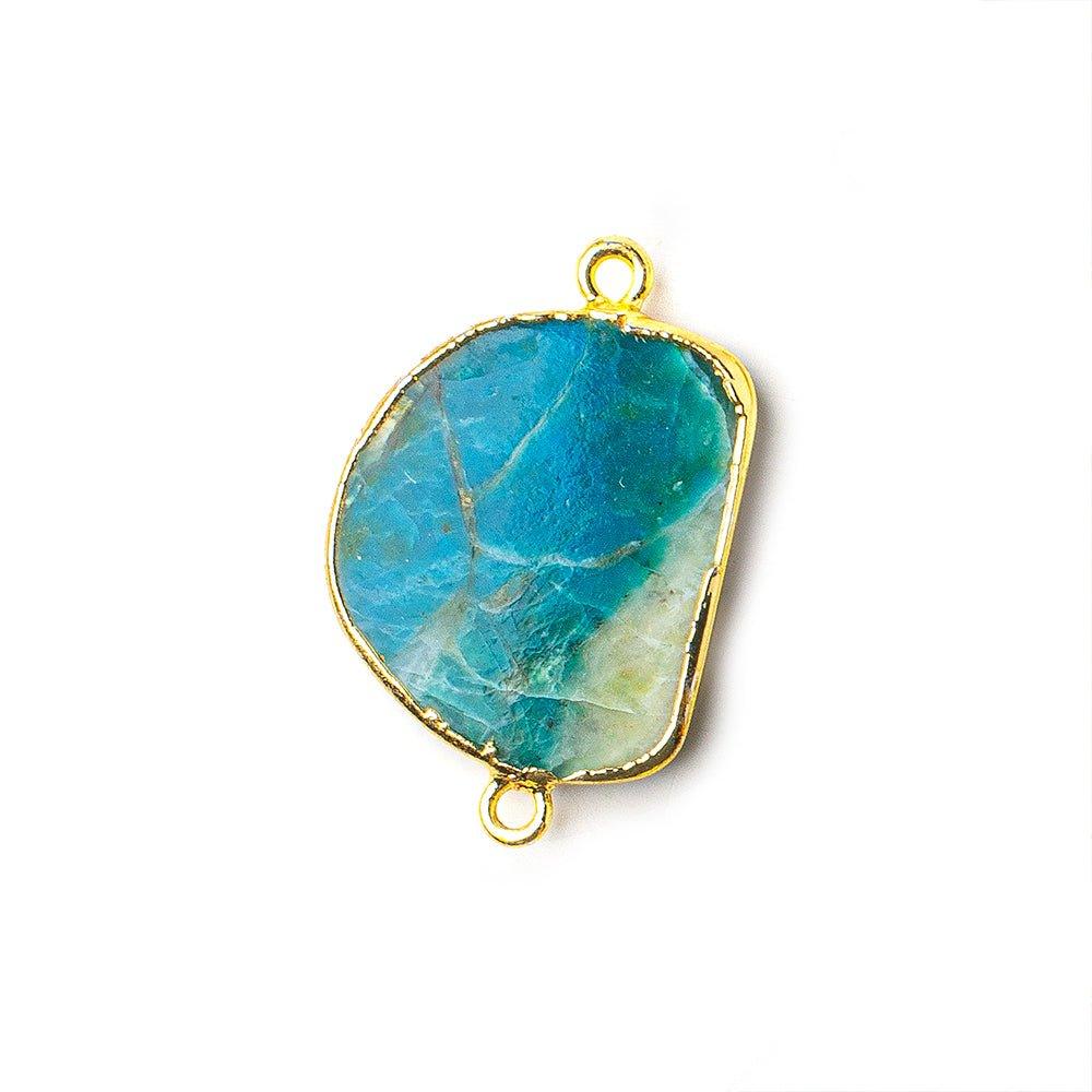 Gold Leafed Blue Peruvian Opal nugget Connector 1 piece 18x17mm average size - The Bead Traders