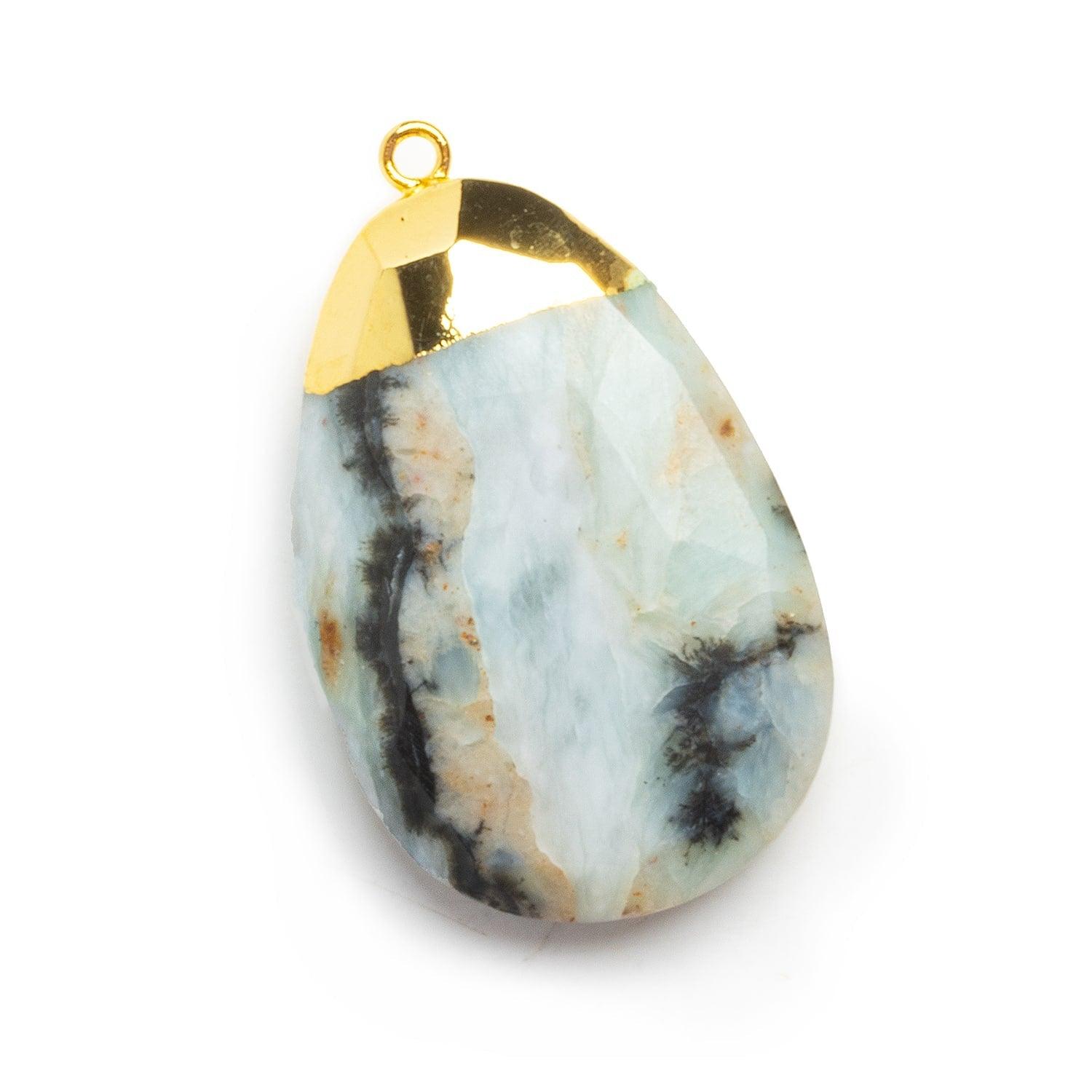 Gold Leafed Blue Peruvian Opal Pear Pendant 1 Bead (XL) - The Bead Traders