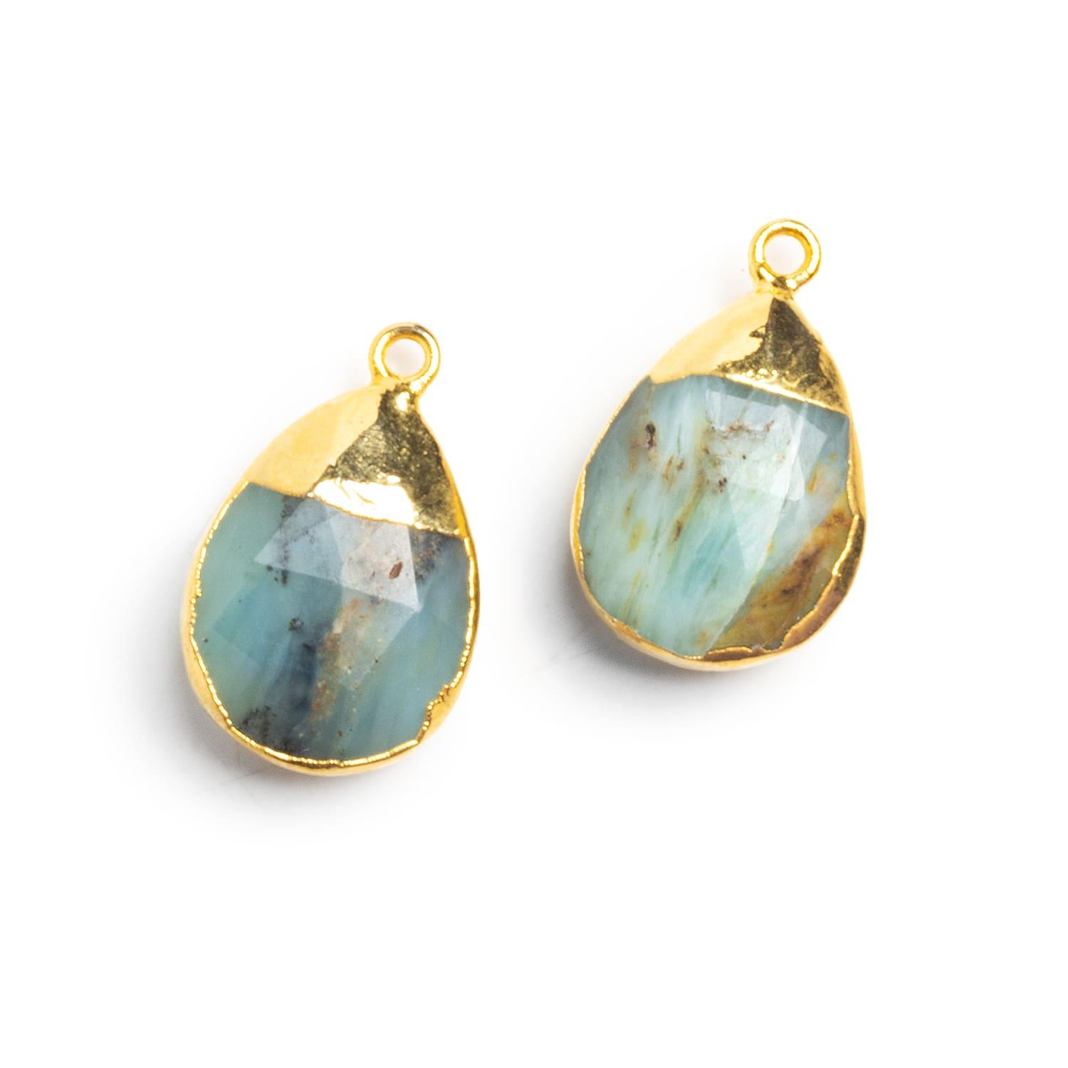 Gold Leafed Blue Peruvian Opal Pendants - Lot of 2 - The Bead Traders