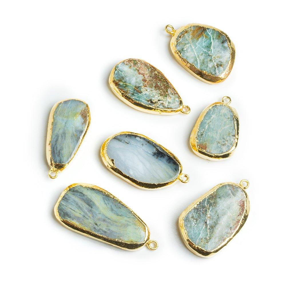 Gold Leafed Blue Peruvian Opal Pendants - Lot of 7 - The Bead Traders