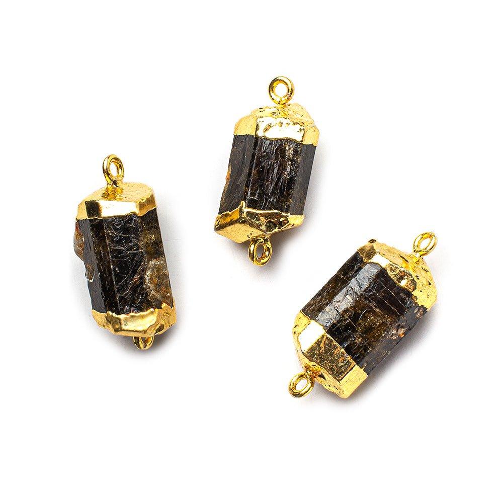 Gold Leafed Brown Tourmaline Connector 1 focal bead 18x14mm average - The Bead Traders