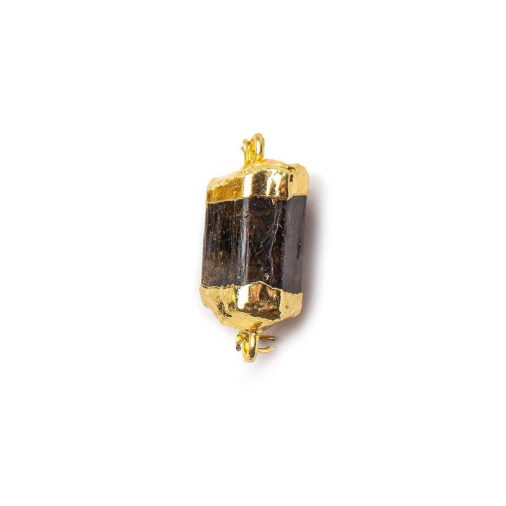 Gold Leafed Brown Tourmaline Natural Crystal Connector 1 piece 23x12mm average size - The Bead Traders